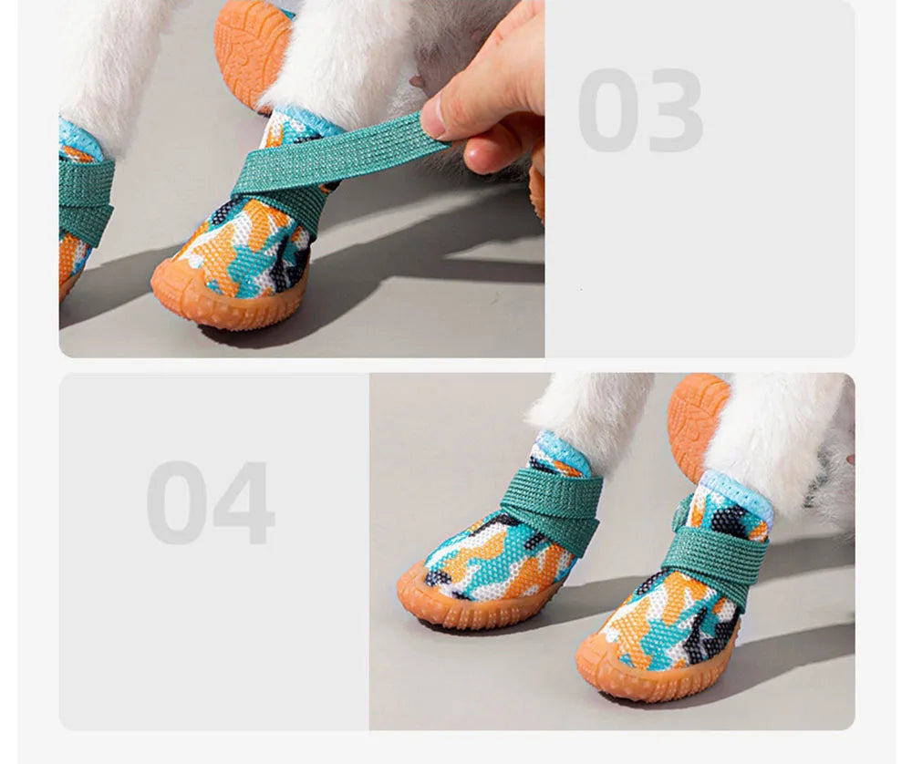 Breathable Mesh Puppy Shoes for Small Dogs Doggy Booties Summer Non-Slip Pet Boots with Adjustable Strap for Chihuahua Yorkshire