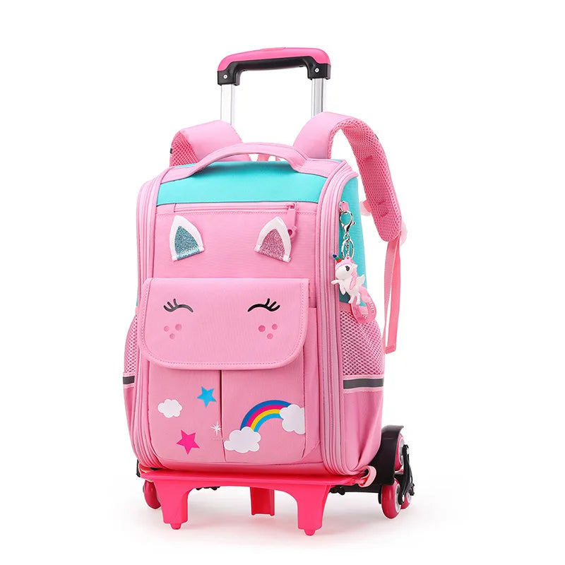 Children Trolley backpack wheels Student High capacity School bags Rolling Backpack kids Trolley bag school backpack wheeled bag