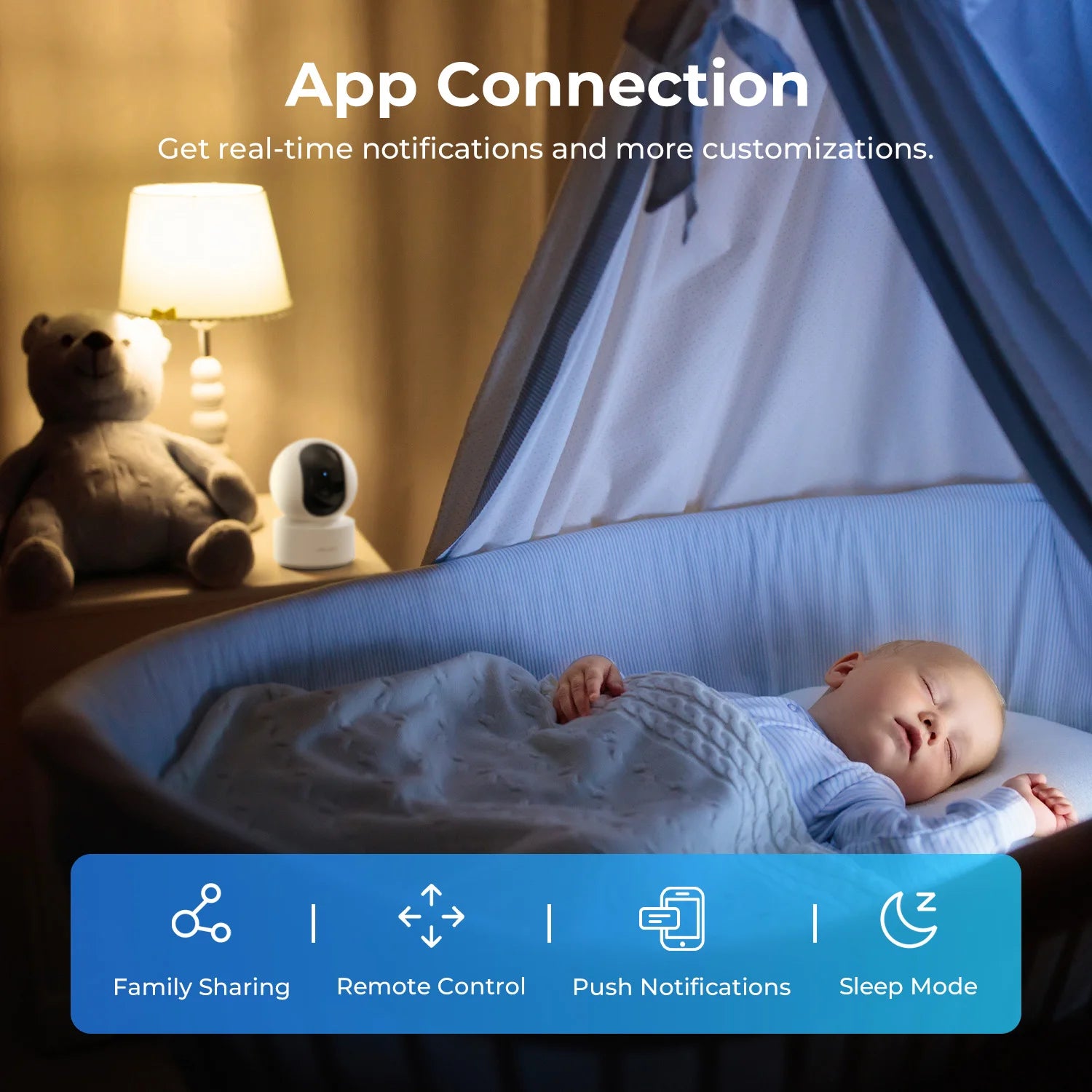 IMILAB C21 WiFi Camera 2.5K Baby Monitor Indoor IP Camera with PTZ Night Vision 2-Way Audio Human Tracking AI Detection