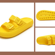 Comemore Thick Platform Sandals Beach Shoes Bathroom Slipper Soft Men Flat Slides Women Slippers Adjustable Buckle Oversized 47 - QueensalesOF