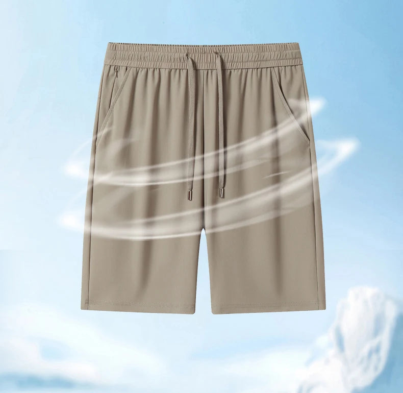 Big Size 9XL Men's Ice Silk Shorts Knee Length Bermuda Male Plus Large Quick Dry Sport Cool Elastic Summer Light Golf Sweatshort