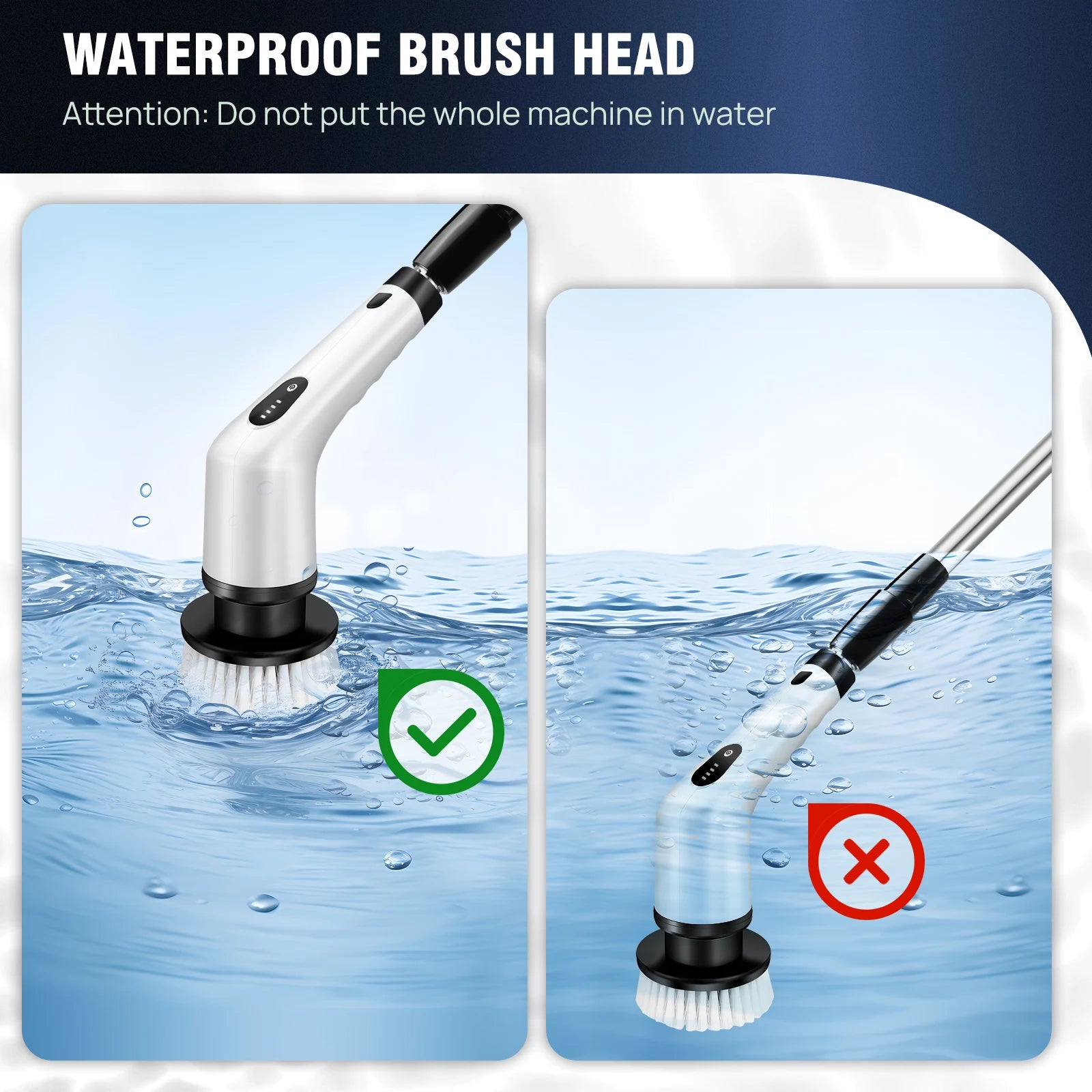 BRIEFNESS Cordless Electric Cleaning Brush 10-in-1 Multifunctional Spin Scrubber Kitchen Bathroom Cleaning Brush Rotary Cleaners