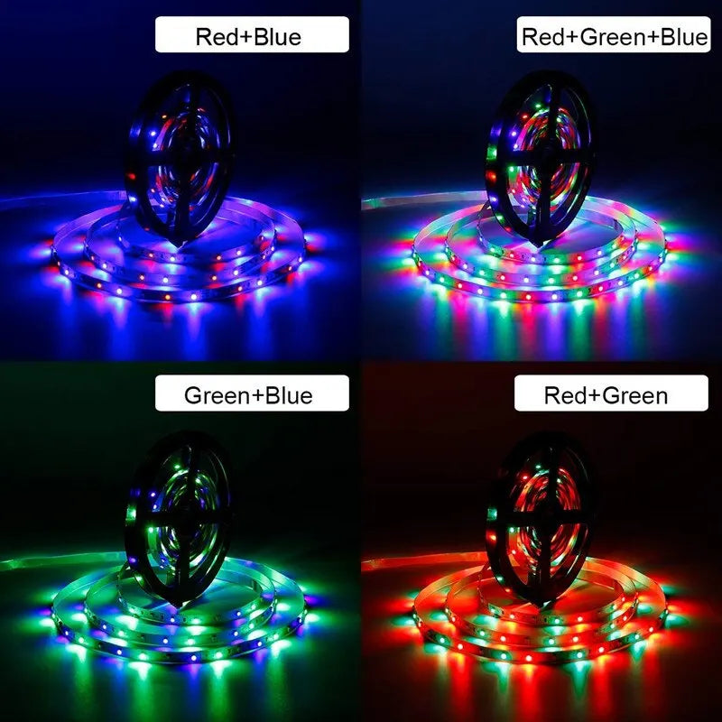 1m USB LED Strip Lights 60LEDs/m RGB Tape SMD 2835 With Remote Control Flexible Tape Diode Ribbon TV Backlight Room Decor - QueensalesOF