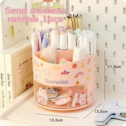 Cute Rotating Pen Holder Desktop Drawer Stationery Box Case School Office Desk Kawaii Stationery Storage Box Organizer Stickers - QueensalesOF