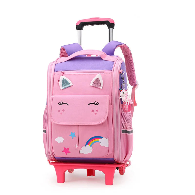Children Trolley backpack wheels Student High capacity School bags Rolling Backpack kids Trolley bag school backpack wheeled bag