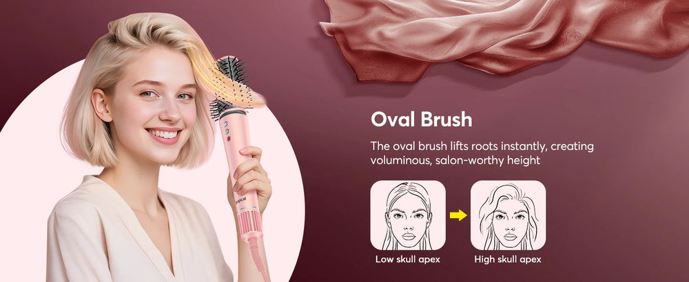 5 in 1 High-Speed Hot Air Styler Frizz-Free Fast Drying No Heat Damage Hair Dryer Curl Volumize Straighten with Travel Bag - QueensalesOF