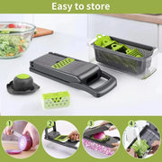 Multifunctional Vegetable Chopper 14/16 in 1 Food Slicer Dicer Grater with Handle, Kitchen Vegetable Cutter Tools Set - QueensalesOF