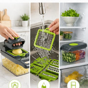 16-in-1 Vegetable Chopper PE+ABS Multi-Blade Kitchen Gadget for Home Cooking & Meal Prep - QueensalesOF