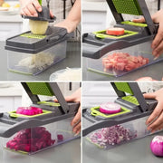 Multifunctional Vegetable Chopper 14/16 in 1 Food Slicer Dicer Grater with Handle, Kitchen Vegetable Cutter Tools Set - QueensalesOF