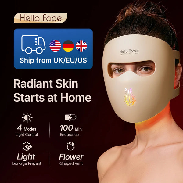 Hello Face M300 4D Light Mask 460/650/850nm Wavelengths Cordless LED Face Mask for Home Use - QueensalesOF