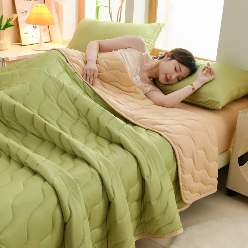 New Florals Spring Summer Blanket for Single Double Soft Skin-friendly Quilt Breathable Comfortable Air Conditioning Comforter - QueensalesOF