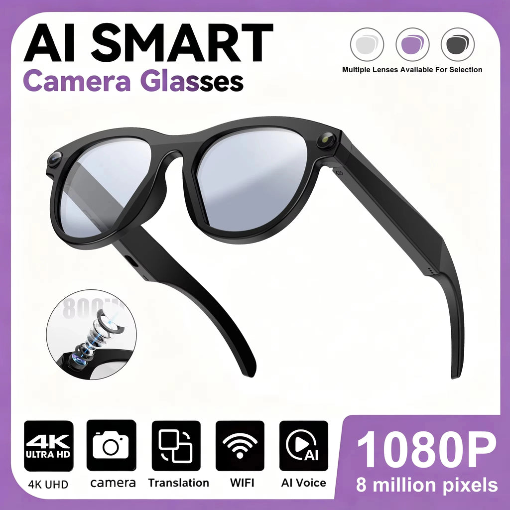 Lenovo HOT1600W Camera AI Smart Glasses HD Video Recording Real-time Translation AI Recognition Wifi Transmission Music Control