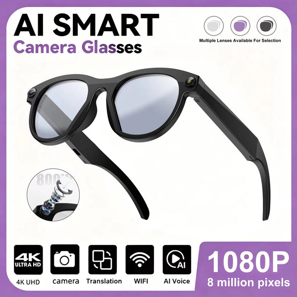 Lenovo HOT1600W Camera AI Smart Glasses HD Video Recording Real-time Translation AI Recognition Wifi Transmission Music Control - QueensalesOF