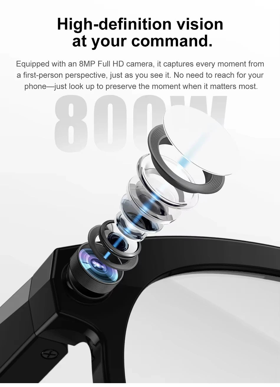 Lenovo HOT1600W Camera AI Smart Glasses HD Video Recording Real-time Translation AI Recognition Wifi Transmission Music Control