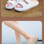Comemore Thick Platform Sandals Beach Shoes Bathroom Slipper Soft Men Flat Slides Women Slippers Adjustable Buckle Oversized 47 - QueensalesOF