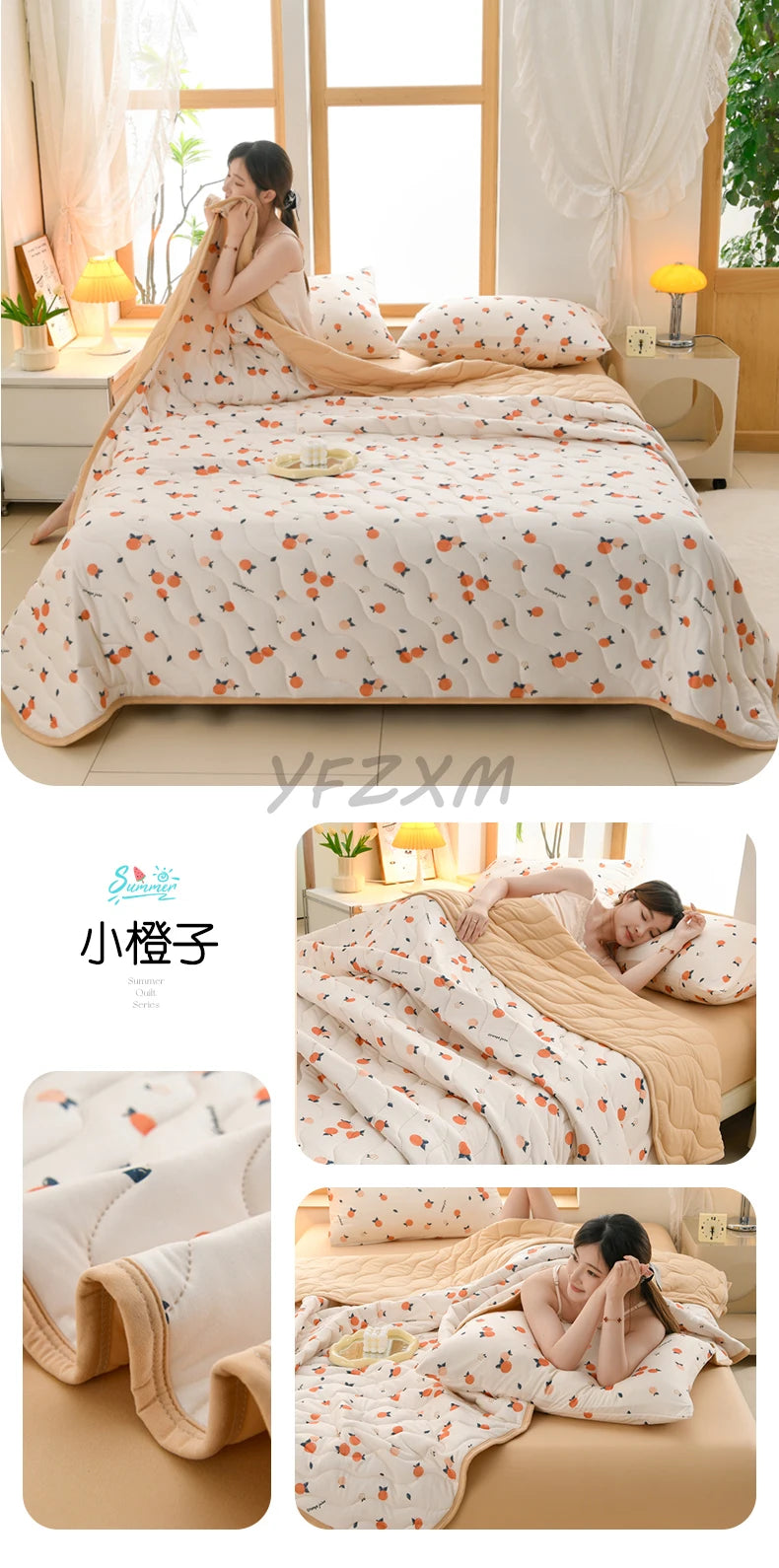 New Florals Spring Summer Blanket for Single Double Soft Skin-friendly Quilt Breathable Comfortable Air Conditioning Comforter - QueensalesOF