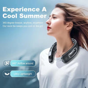 Portable Neck Fan, USB Rechargeable 360° Cooling Hands Free Bladeless, 4 Speeds 16H Battery, Wearable for Travel Office Outdoor - QueensalesOF