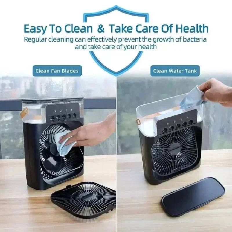 New 3 In 1 Fan AIr Conditioner Household Mini Air Cooler LED Night Light Portable Humidifier Air Adjustment Fan Office Home Fan - QueensalesOF