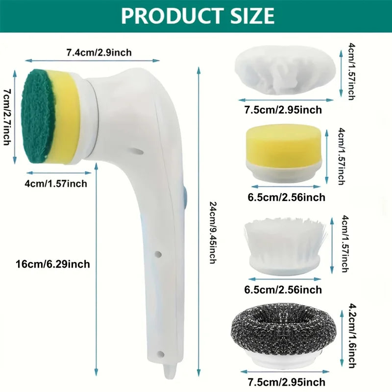 Premium Electric Cleaning Brush - IPX7 Waterproof, Ergonomic Handle for Bathroom/Sink, Safe Immersion Use, Single Piece