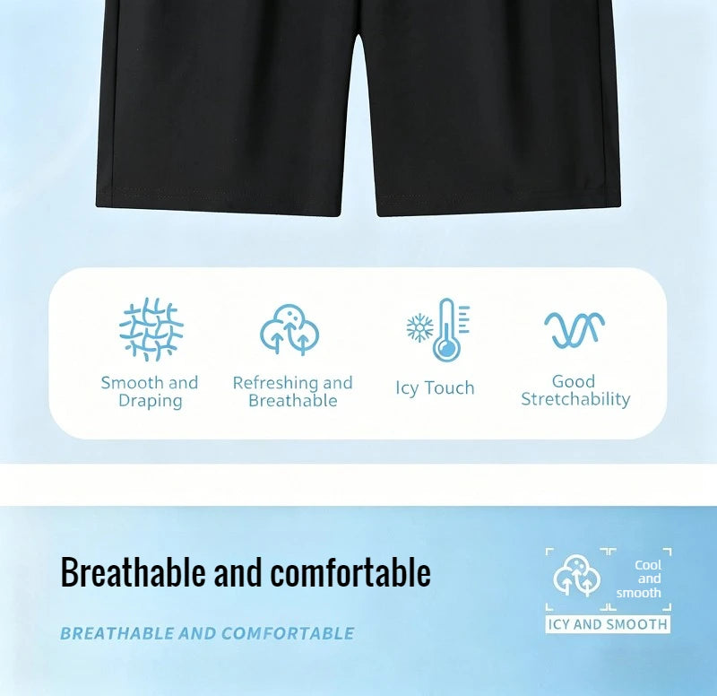 Big Size 9XL Men's Ice Silk Shorts Knee Length Bermuda Male Plus Large Quick Dry Sport Cool Elastic Summer Light Golf Sweatshort