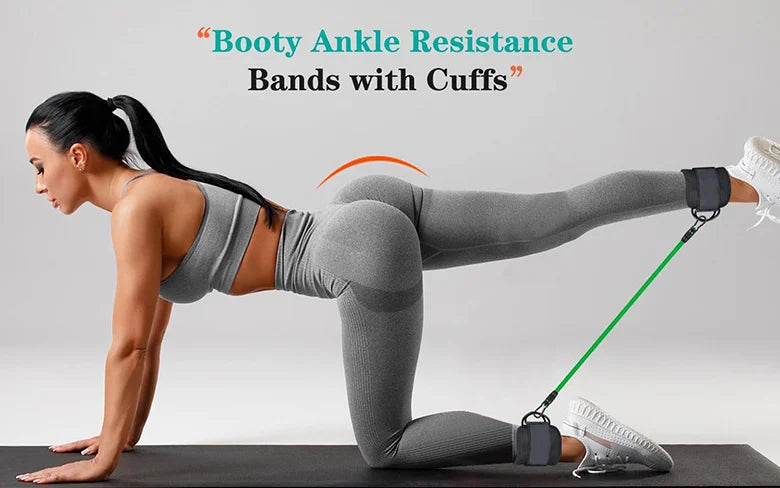 6 Pcs Color Ankle Bands Set, Elastic Resistance Bands for Leg Glute Exercise, Fitness Training & Rehab - QueensalesOF