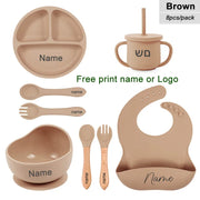 Set de Vajilla de Silicona para Bebé — 8 Piezas Personalizables con Nombre - QueensalesOF
