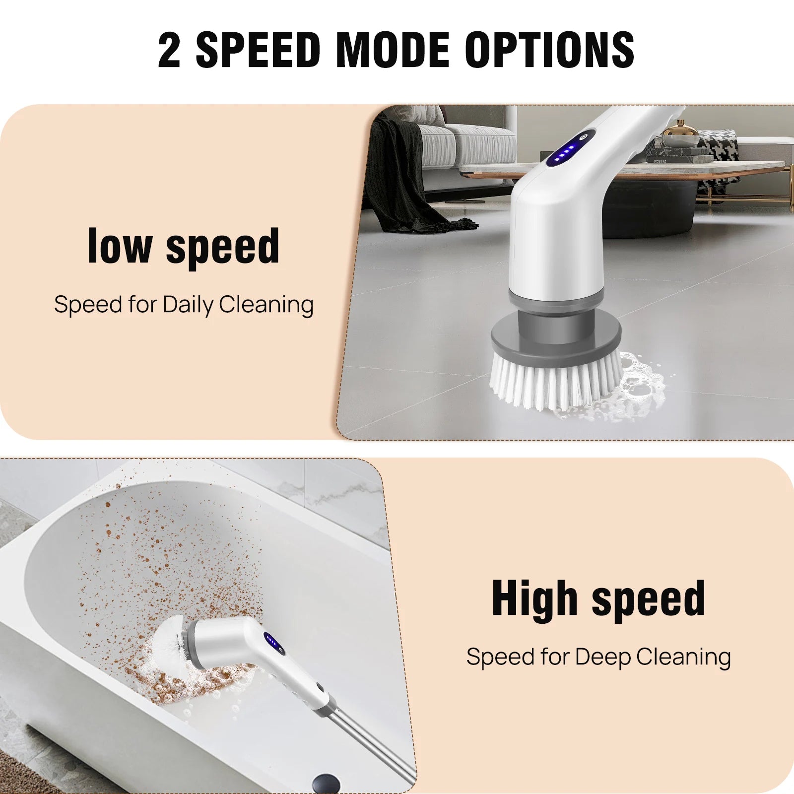 BRIEFNESS Cordless Electric Cleaning Brush 10-in-1 Multifunctional Spin Scrubber Kitchen Bathroom Cleaning Brush Rotary Cleaners