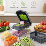 16-in-1 Vegetable Chopper PE+ABS Multi-Blade Kitchen Gadget for Home Cooking & Meal Prep - QueensalesOF