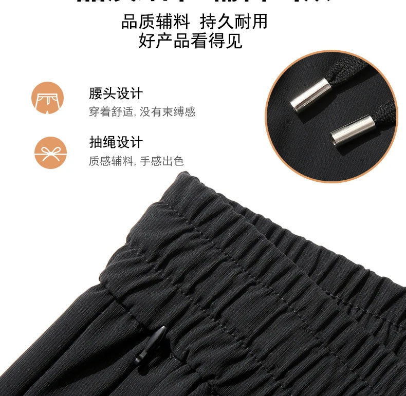 Big Size 9XL Men's Ice Silk Shorts Knee Length Bermuda Male Plus Large Quick Dry Sport Cool Elastic Summer Light Golf Sweatshort