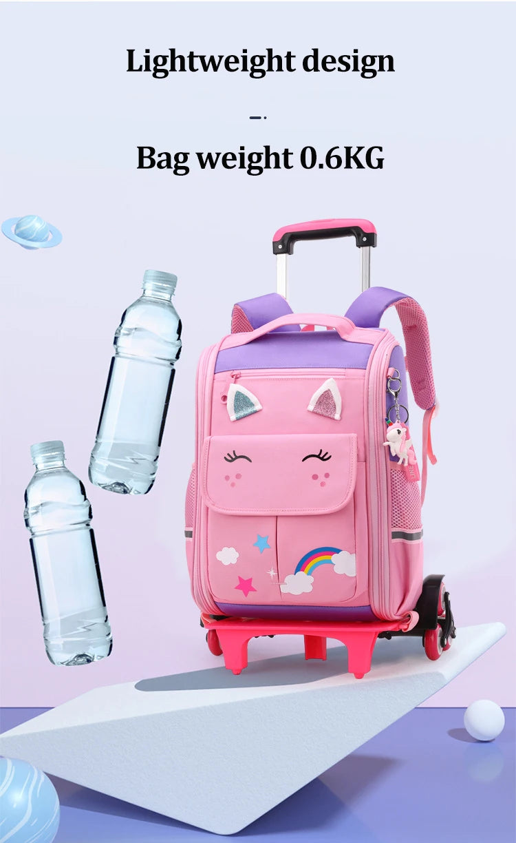 Children Trolley backpack wheels Student High capacity School bags Rolling Backpack kids Trolley bag school backpack wheeled bag