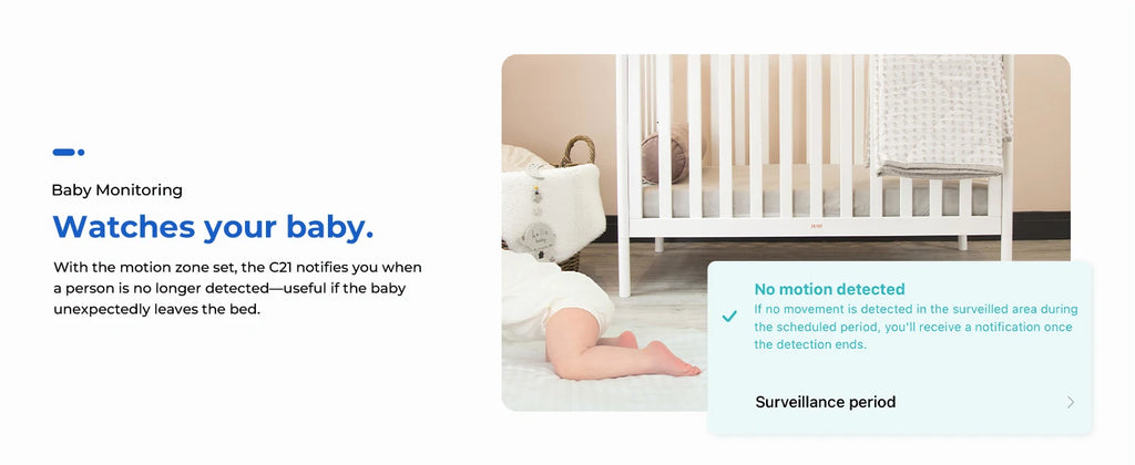 IMILAB C21 WiFi Camera 2.5K Baby Monitor Indoor IP Camera with PTZ Night Vision 2-Way Audio Human Tracking AI Detection