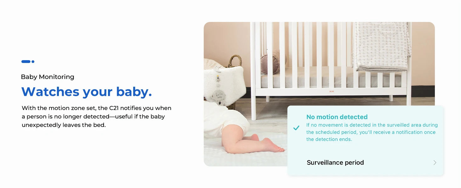IMILAB C21 WiFi Camera 2.5K Baby Monitor Indoor IP Camera with PTZ Night Vision 2-Way Audio Human Tracking AI Detection