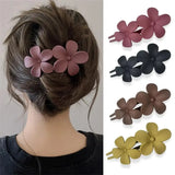 4Pcs flower Hair Clips Matte French Hair Barrette Black Floral Hairpins Hair Claw Clips Non-Slip Hair Clamps Grab Elegant Hair A - QueensalesOF