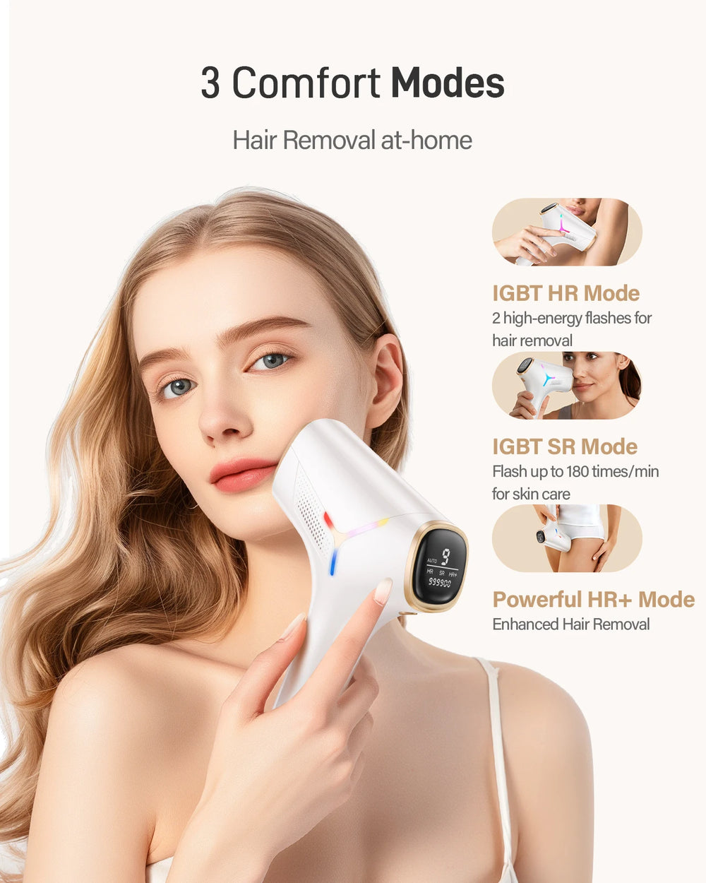 990000 Flashes Hair Removal for Women and Men IPL Hair Removal Body Bikini and Facial Areas Painless Permanent HairRemoval - QueensalesOF