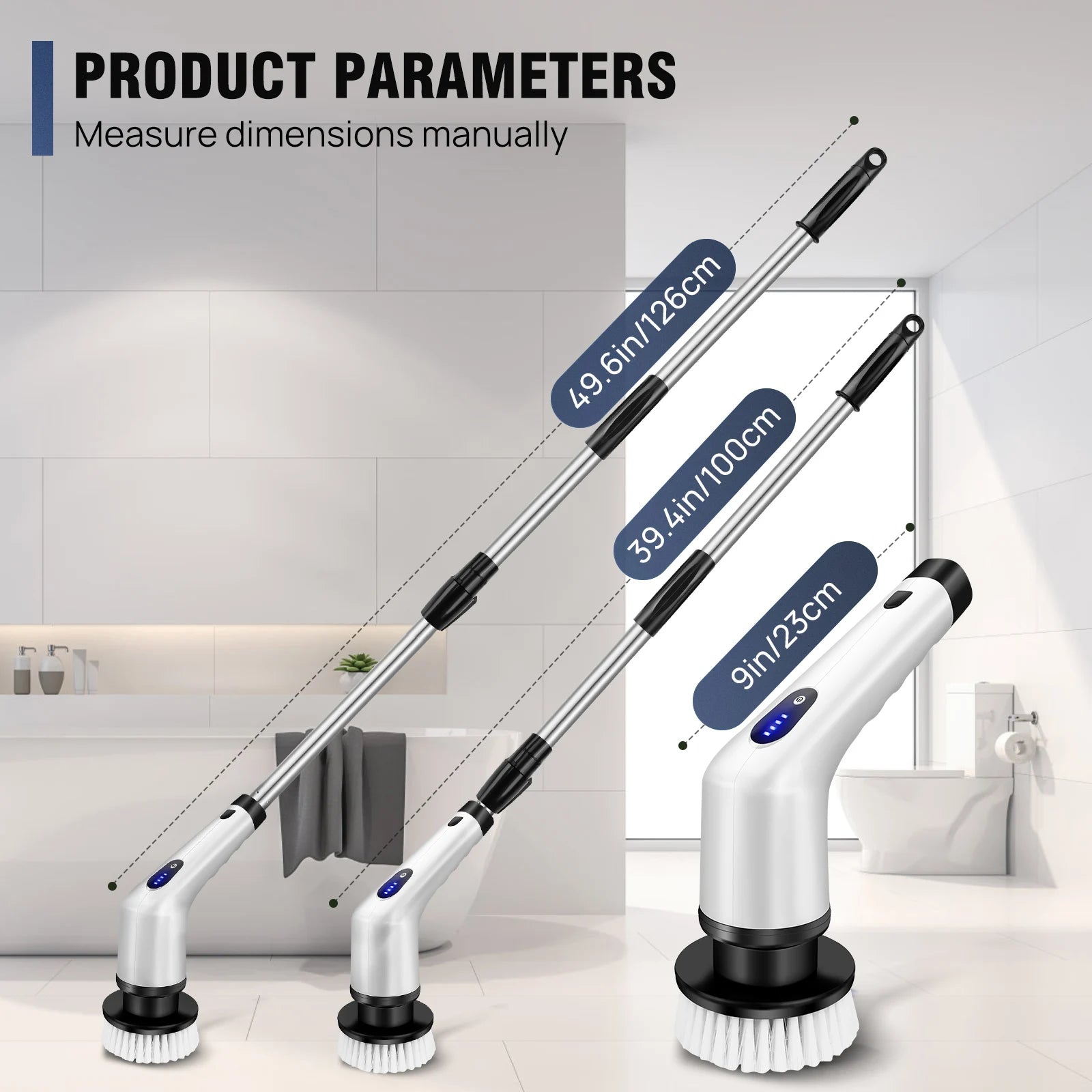 BRIEFNESS Cordless Electric Cleaning Brush 10-in-1 Multifunctional Spin Scrubber Kitchen Bathroom Cleaning Brush Rotary Cleaners
