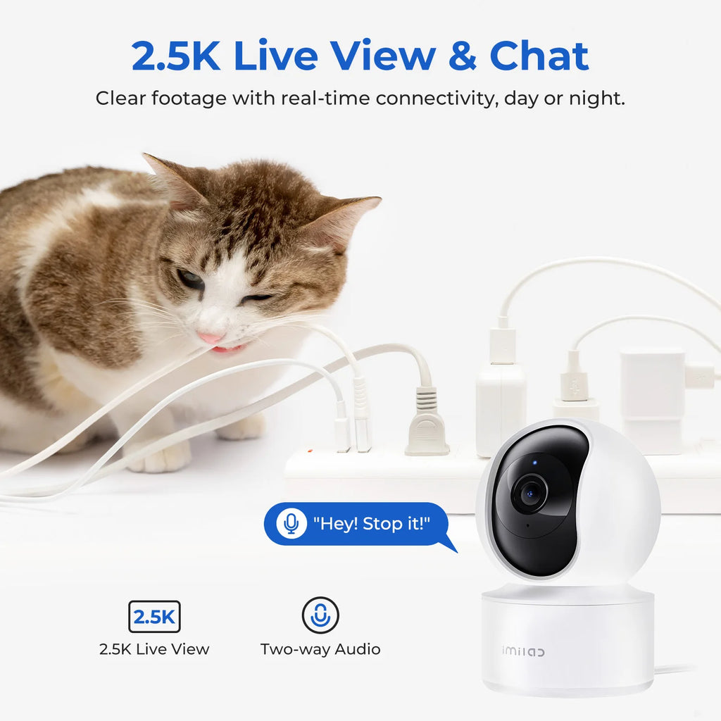 IMILAB C21 WiFi Camera 2.5K Baby Monitor Indoor IP Camera with PTZ Night Vision 2-Way Audio Human Tracking AI Detection