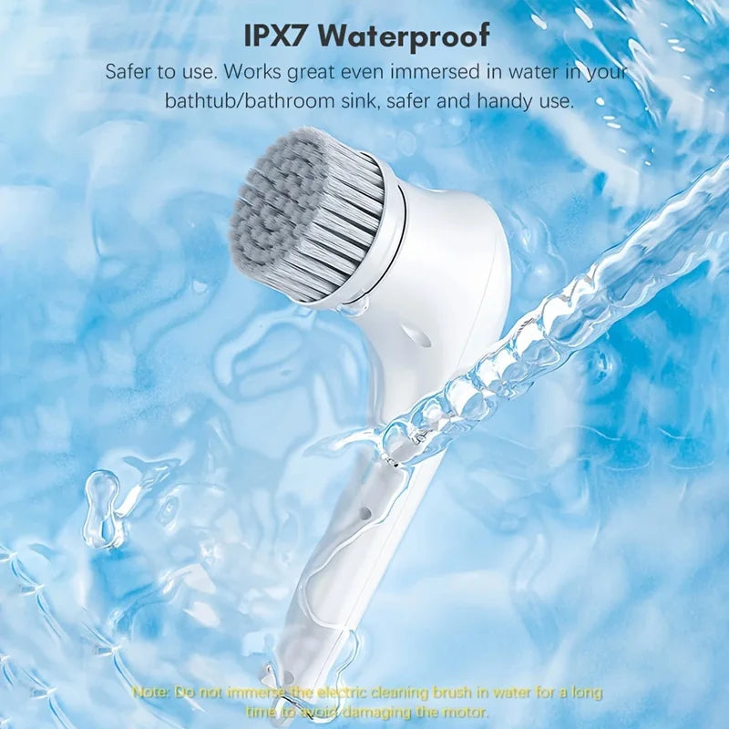 Premium Electric Cleaning Brush - IPX7 Waterproof, Ergonomic Handle for Bathroom/Sink, Safe Immersion Use, Single Piece