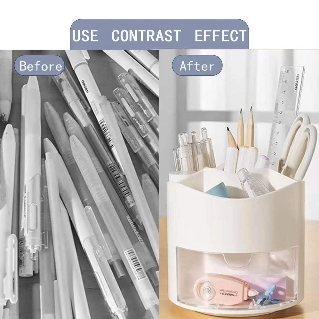 Cute Rotating Pen Holder Desktop Drawer Stationery Box Case School Office Desk Kawaii Stationery Storage Box Organizer Stickers