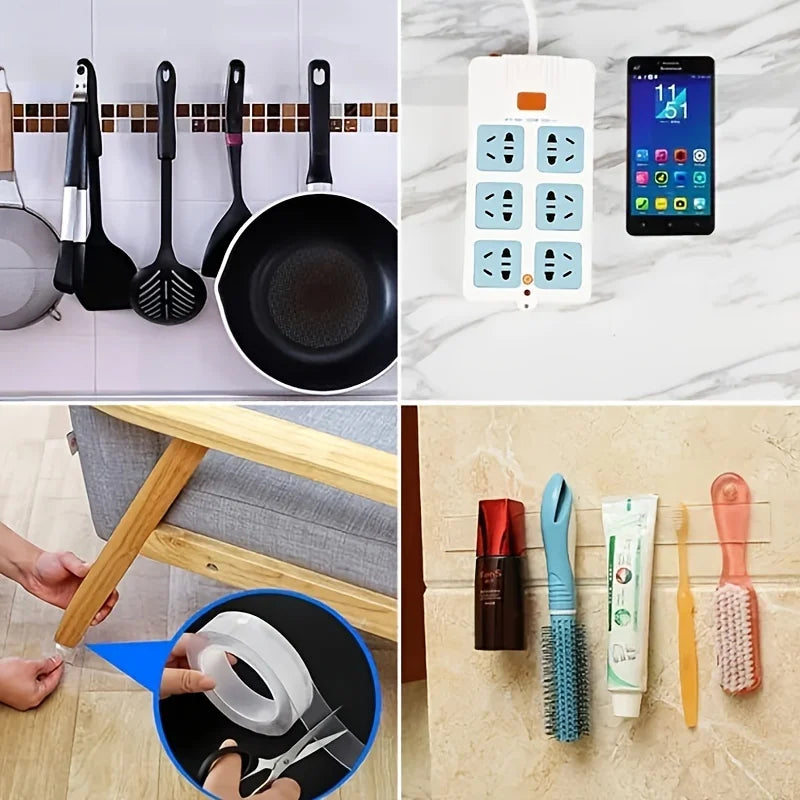 Double Contact Nano Tape Powerful Extra Strong Sided Adhesive for Kitchen and Bathroom Waterproof and Cleanable Tool