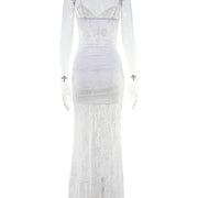 Vestido Transparente con Encaje y Escote V — Estilo Playa y Fiesta - QueensalesOF