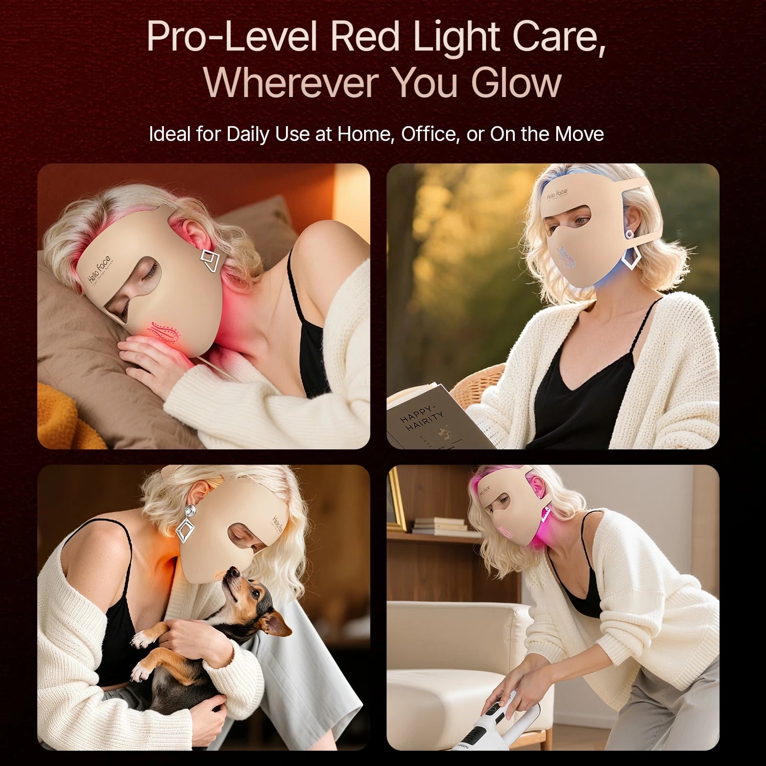 Hello Face M300 4D Light Mask 460/650/850nm Wavelengths Cordless LED Face Mask for Home Use