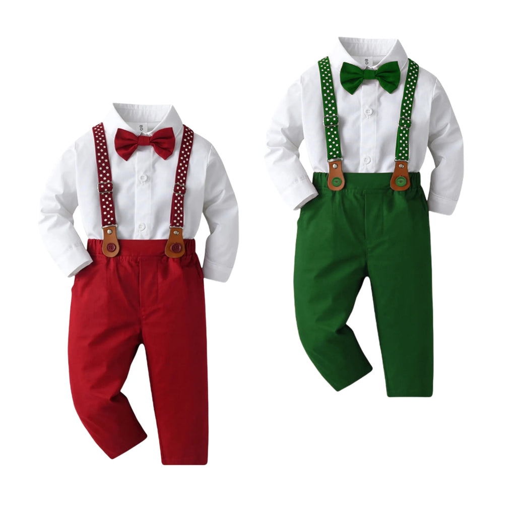 1 2 3 4 5 6Y Wedding Flower Boy Costume Classic White Shirt with Star Printed Suspender Set Children Kid Autumn Christmas Outfit