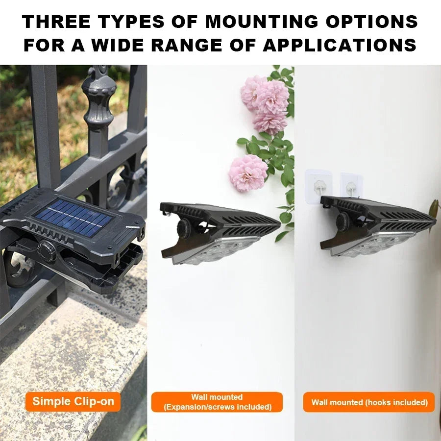 KDULIT Solar Garden Lights Outdoor Solar Clip Light Waterproof Motion Sensor Camping Lamp Fence Street Landscape Wall Decoration - QueensalesOF