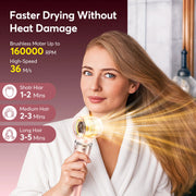 5 in 1 High-Speed Hot Air Styler Frizz-Free Fast Drying No Heat Damage Hair Dryer Curl Volumize Straighten with Travel Bag - QueensalesOF