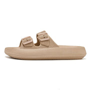 Comemore Thick Platform Sandals Beach Shoes Bathroom Slipper Soft Men Flat Slides Women Slippers Adjustable Buckle Oversized 47 - QueensalesOF