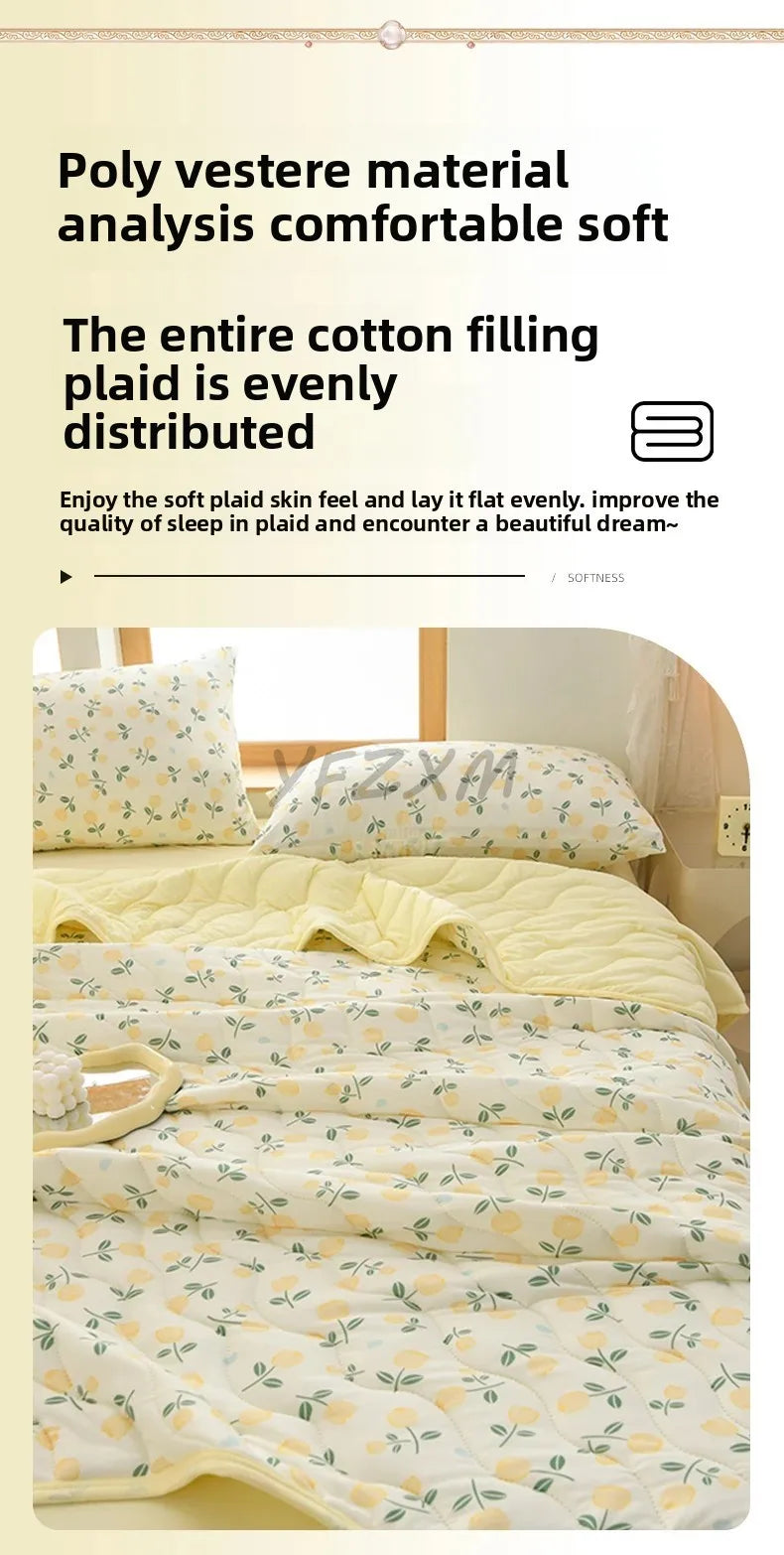 New Florals Spring Summer Blanket for Single Double Soft Skin-friendly Quilt Breathable Comfortable Air Conditioning Comforter - QueensalesOF