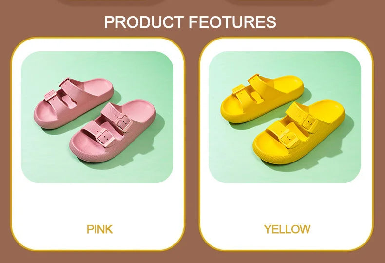Comemore Thick Platform Sandals Beach Shoes Bathroom Slipper Soft Men Flat Slides Women Slippers Adjustable Buckle Oversized 47