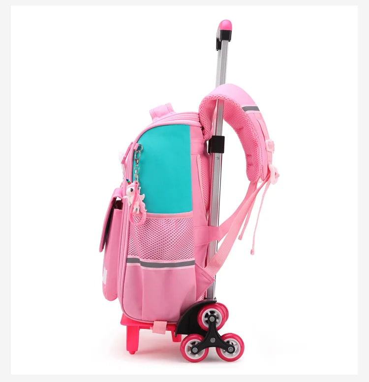 Children Trolley backpack wheels Student High capacity School bags Rolling Backpack kids Trolley bag school backpack wheeled bag