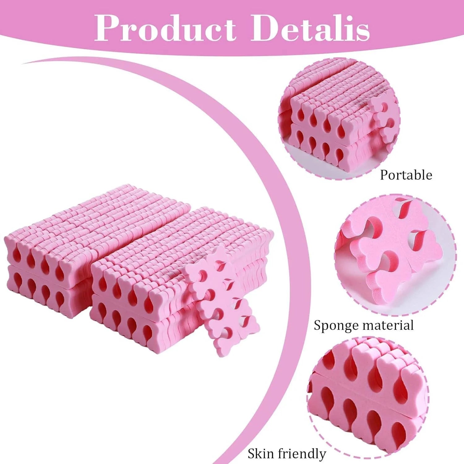 10/100/200pcs Pink Foam Toe Separators - Suitable For Manicure, Pedicure And Nail Art, Odorless Nail Polish Accessories, Comfortable Foam Finger Separators, Back To School Gift , Makeup Room Decor,Makeup Bag,Travel Essential