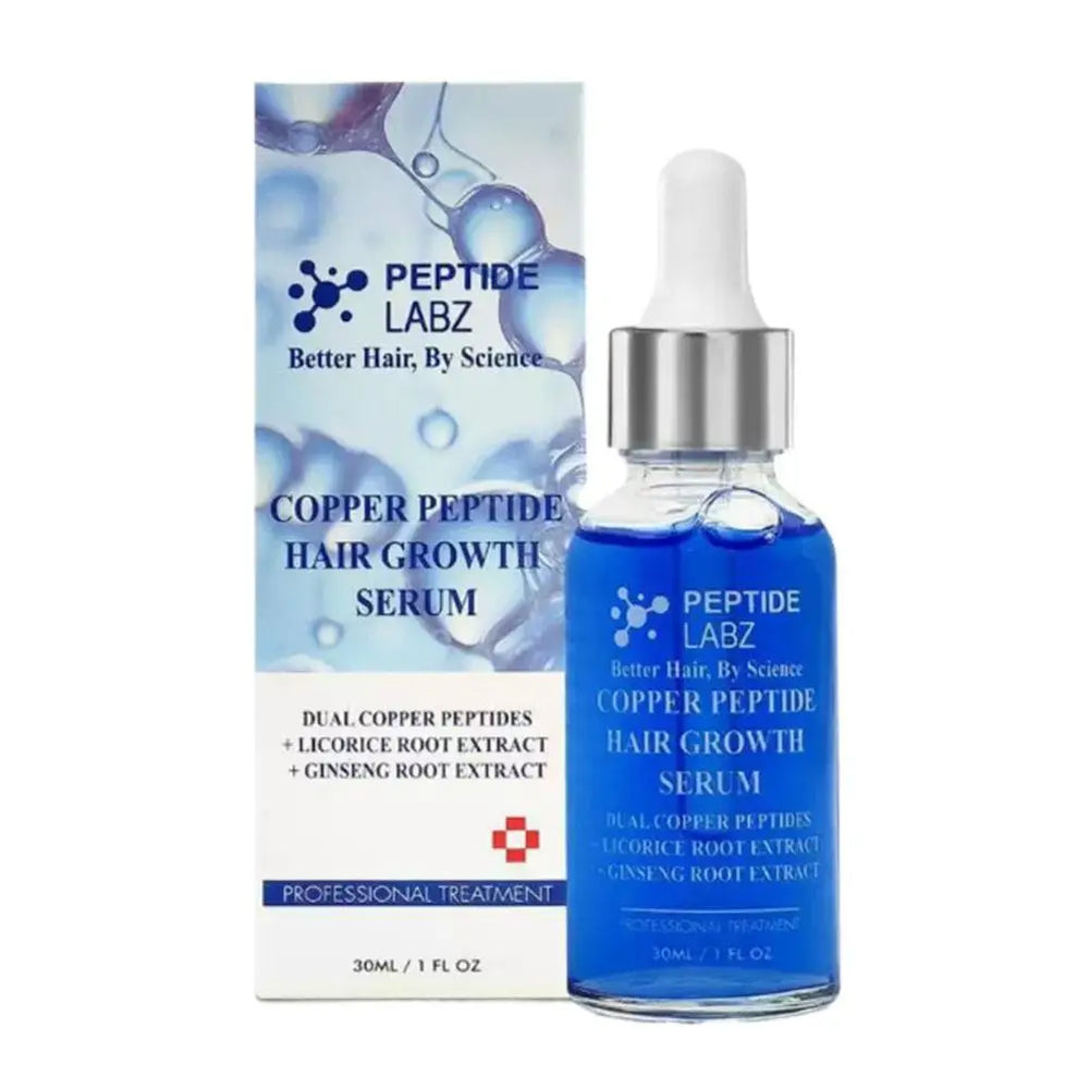 Copper Peptide GHK-cu Hair Growth Serum - Natural Gentle Formula Strengthens Hair Follicles For All Hair Types - QueensalesOF